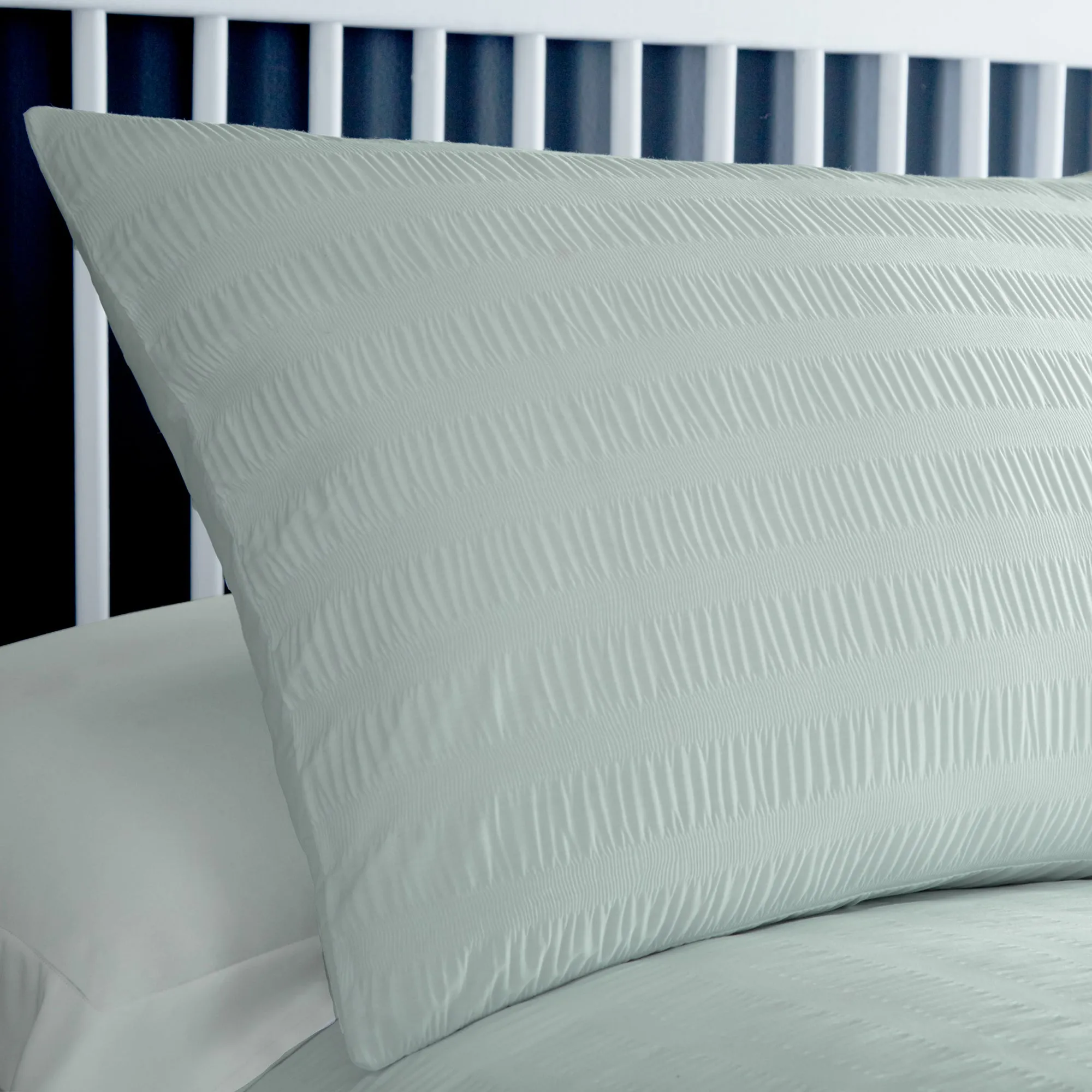 Serene Honley Seersucker Duvet Cover Set - Duck Egg