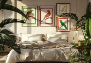 SET OF 4 PARROTS - ORIGINAL LIMITED EDITION FINE ART GICLEE PRINT