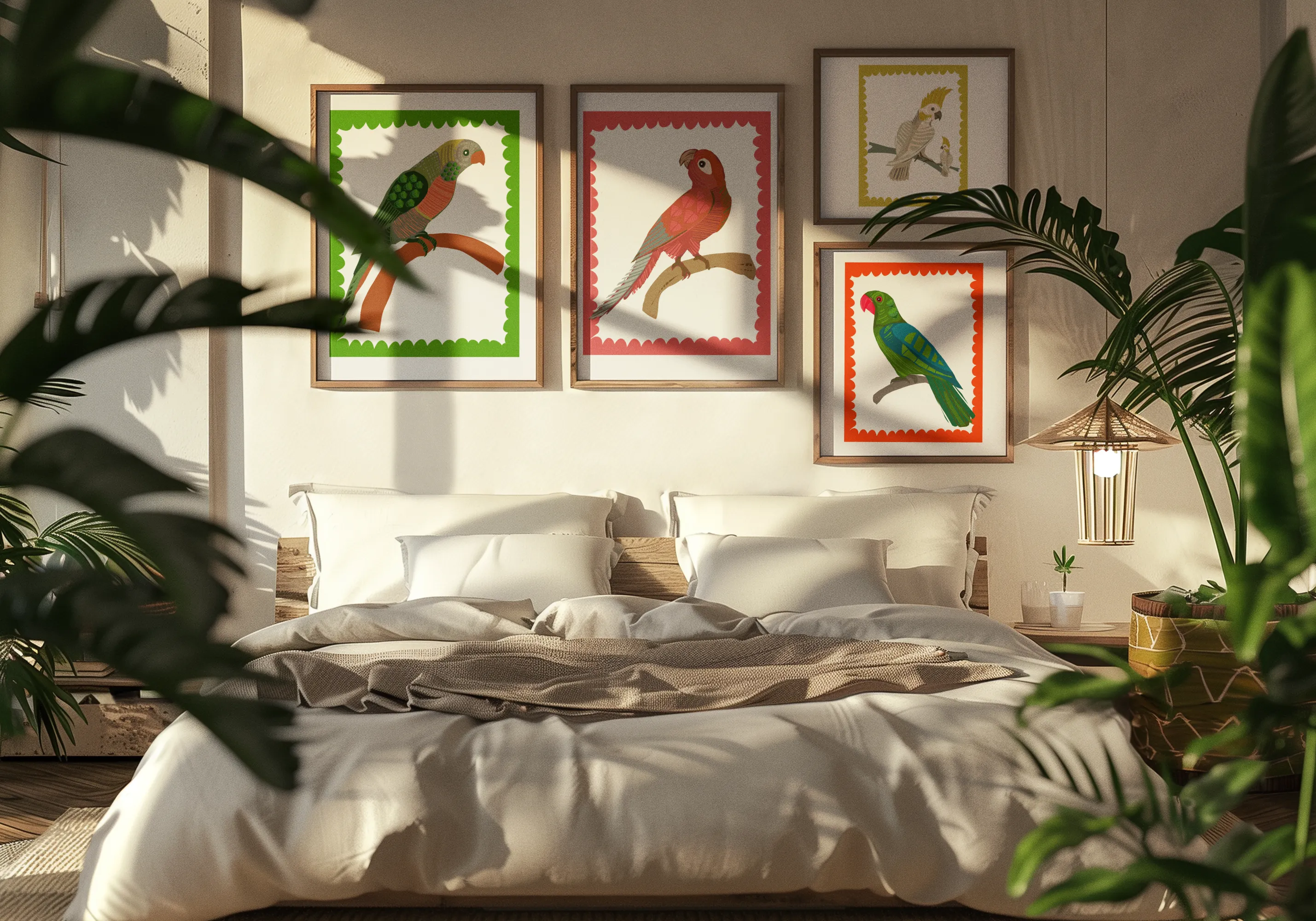 SET OF 4 PARROTS - ORIGINAL LIMITED EDITION FINE ART GICLEE PRINT