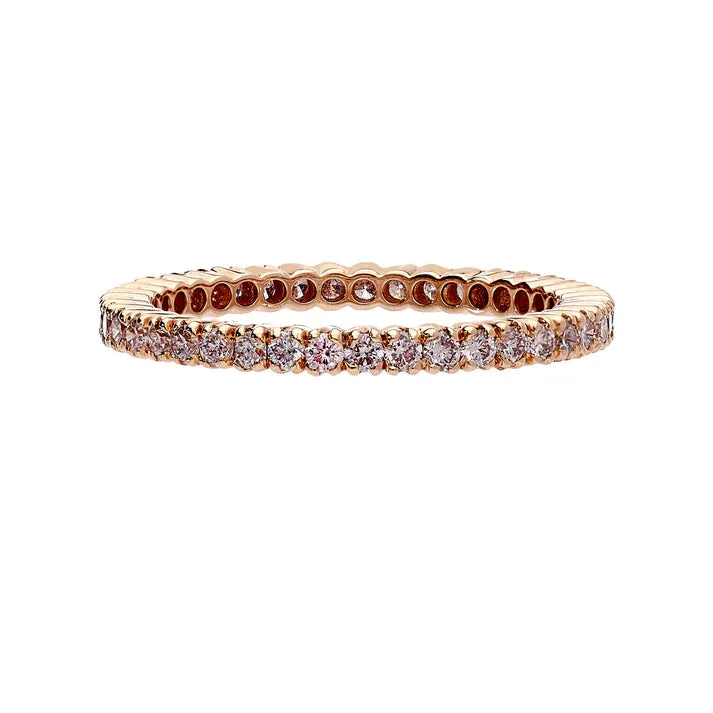 Sethi Couture 18K Rose Gold Prong Pink Diamond Eternity Band - Size 7