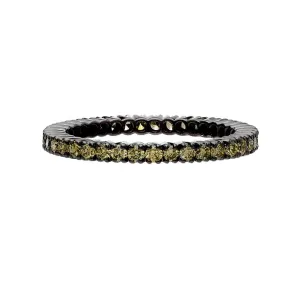 Sethi Couture 18k White Gold with Black Rhodium Prong Green Diamond Eternity Band - Size 6.5