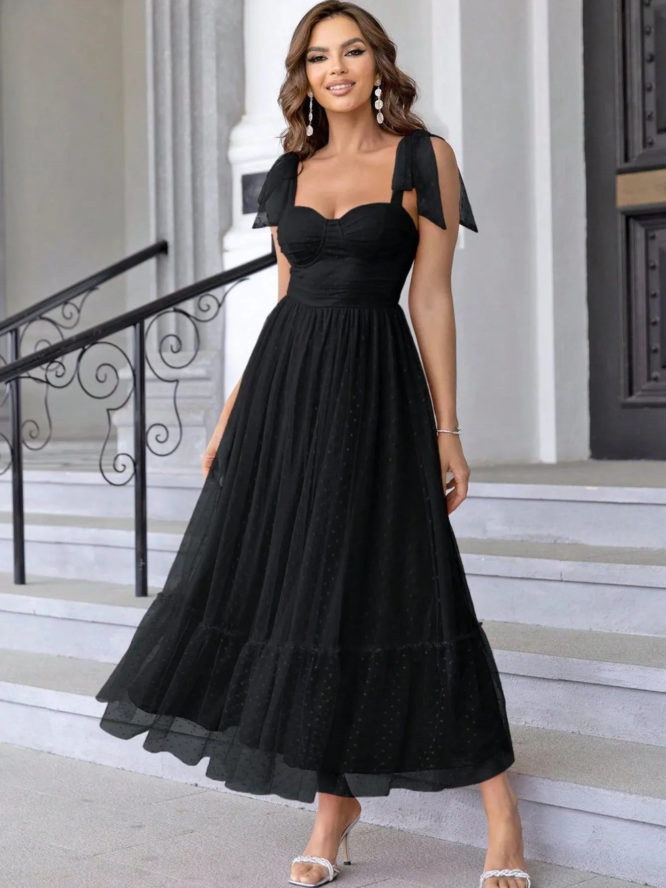 Sexy Backless Mesh Maxi Slip Dress