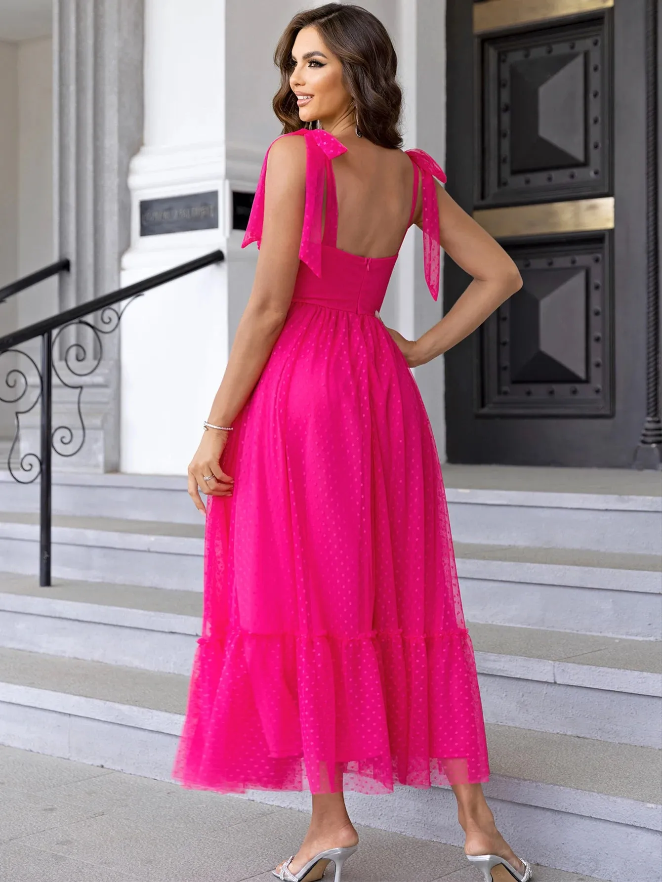Sexy Backless Mesh Maxi Slip Dress