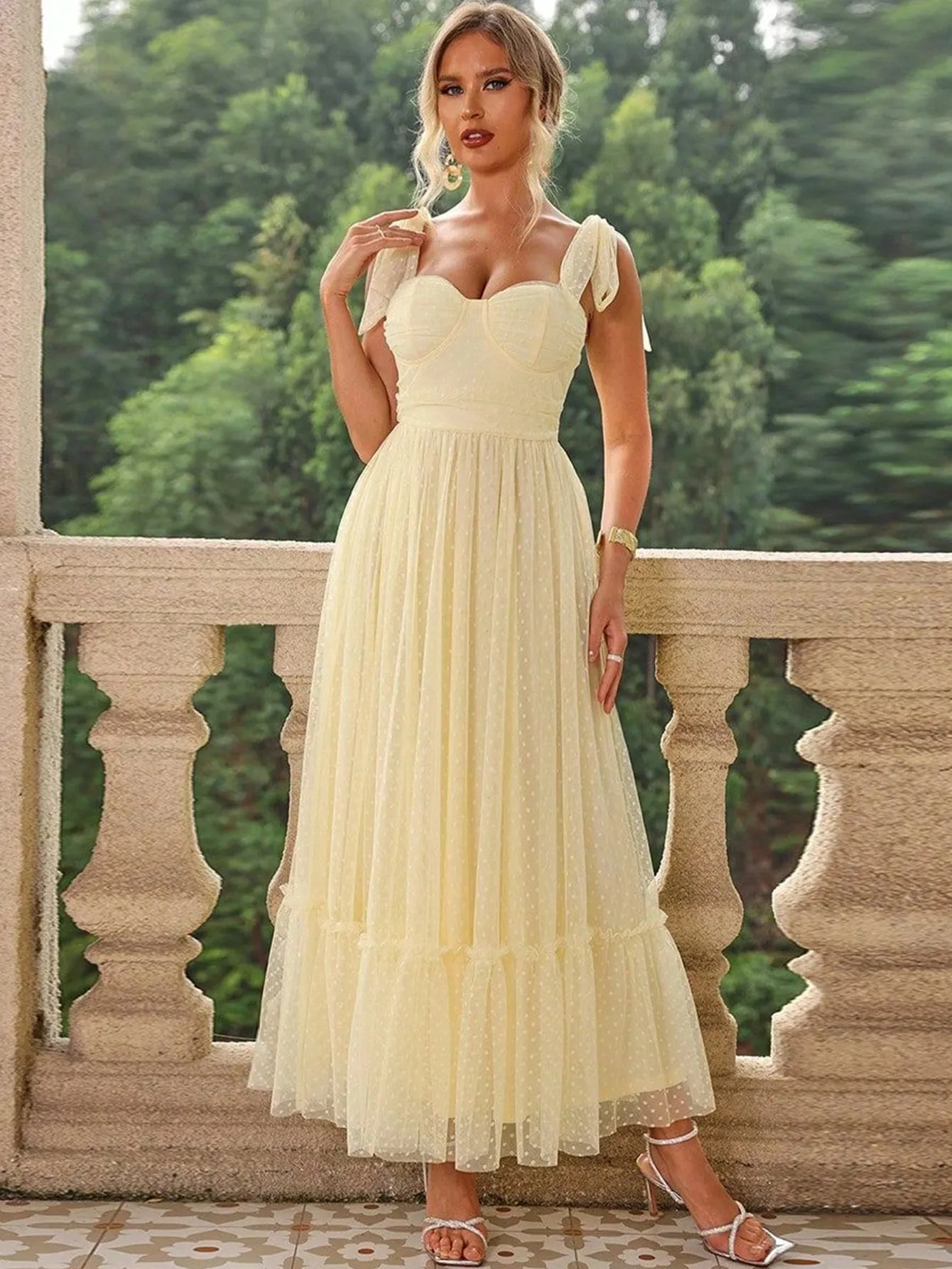 Sexy Backless Mesh Maxi Slip Dress