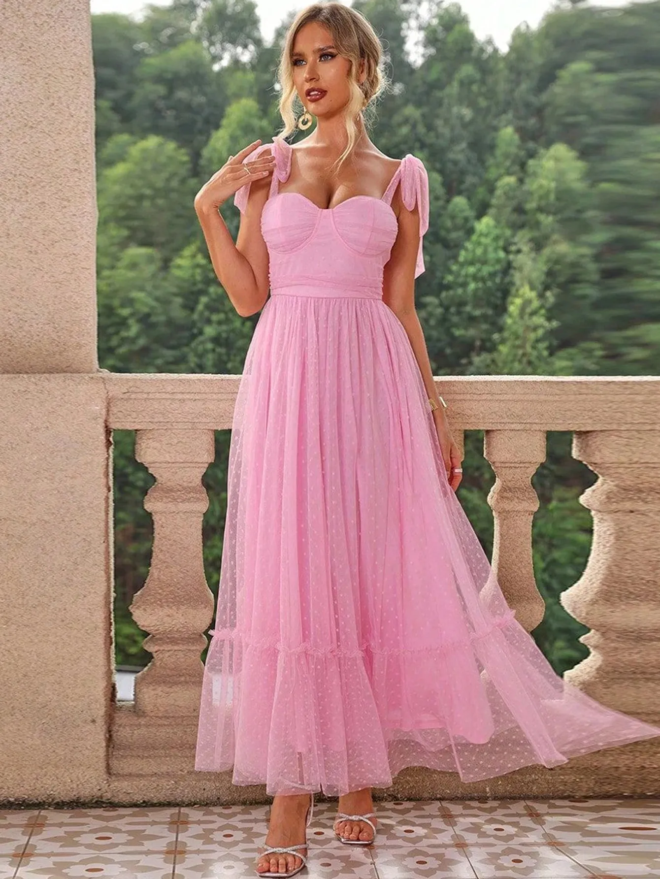 Sexy Backless Mesh Maxi Slip Dress