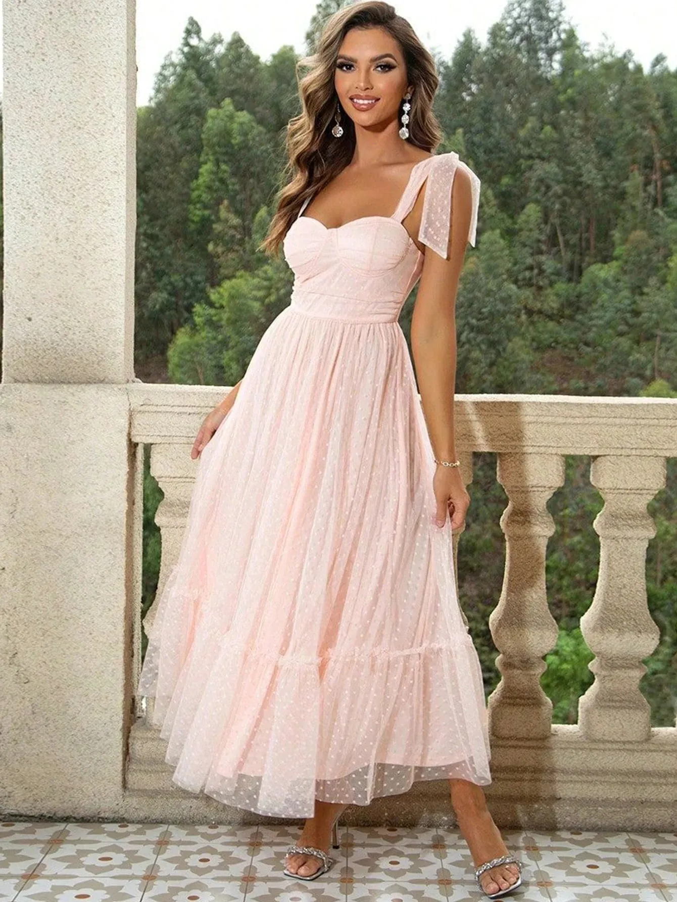 Sexy Backless Mesh Maxi Slip Dress