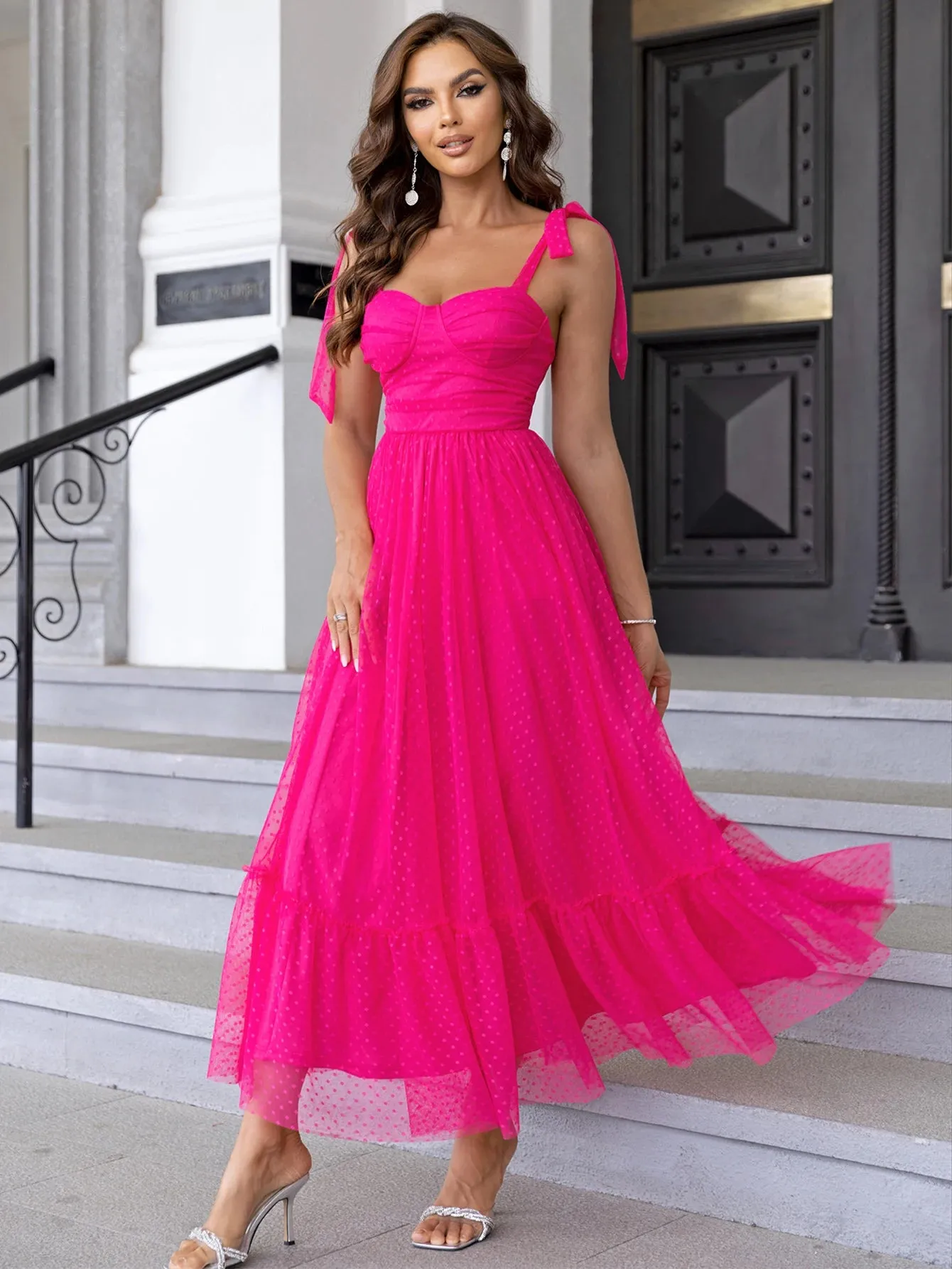 Sexy Backless Mesh Maxi Slip Dress