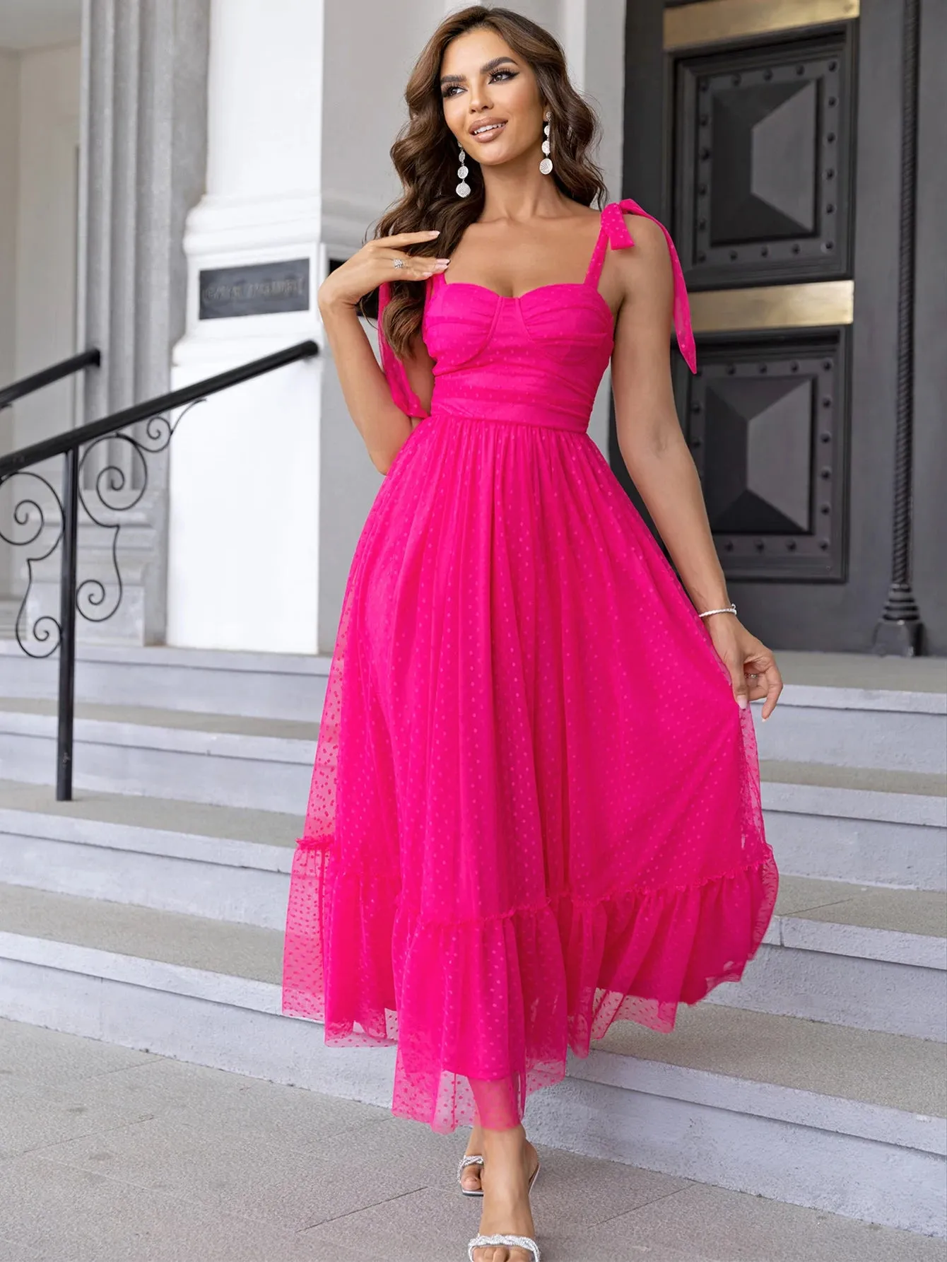 Sexy Backless Mesh Maxi Slip Dress