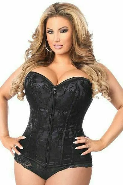 Sexy Black Lace Front Zipper Corset