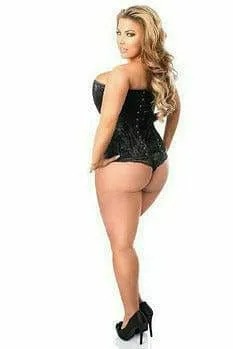 Sexy Black Lace Front Zipper Corset