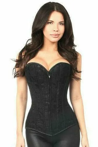 Sexy Black Lace Front Zipper Corset