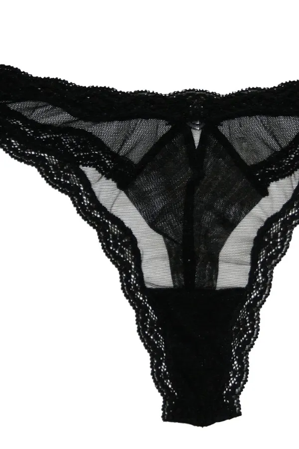 Sheer Tulle Thong- Black