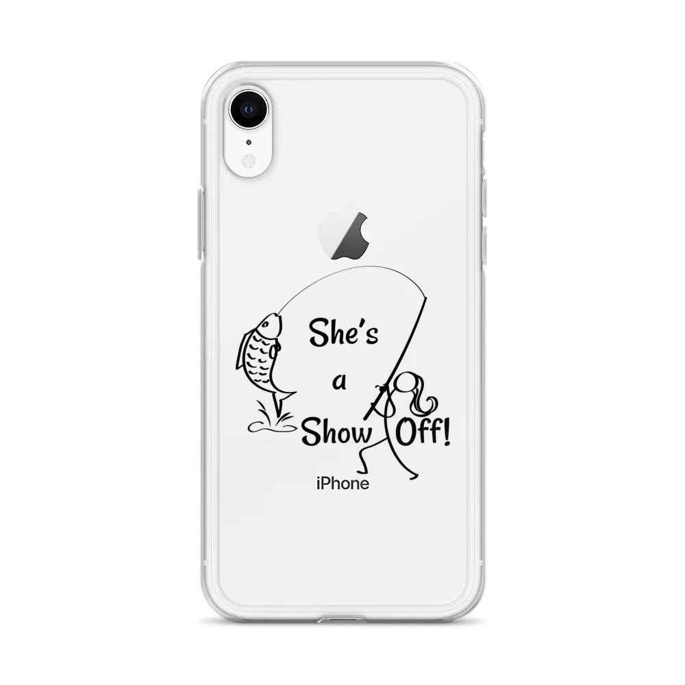 She's a Show Off, iPhone Case, X/XS, XR thru 13 & 14 Series_Black-Design