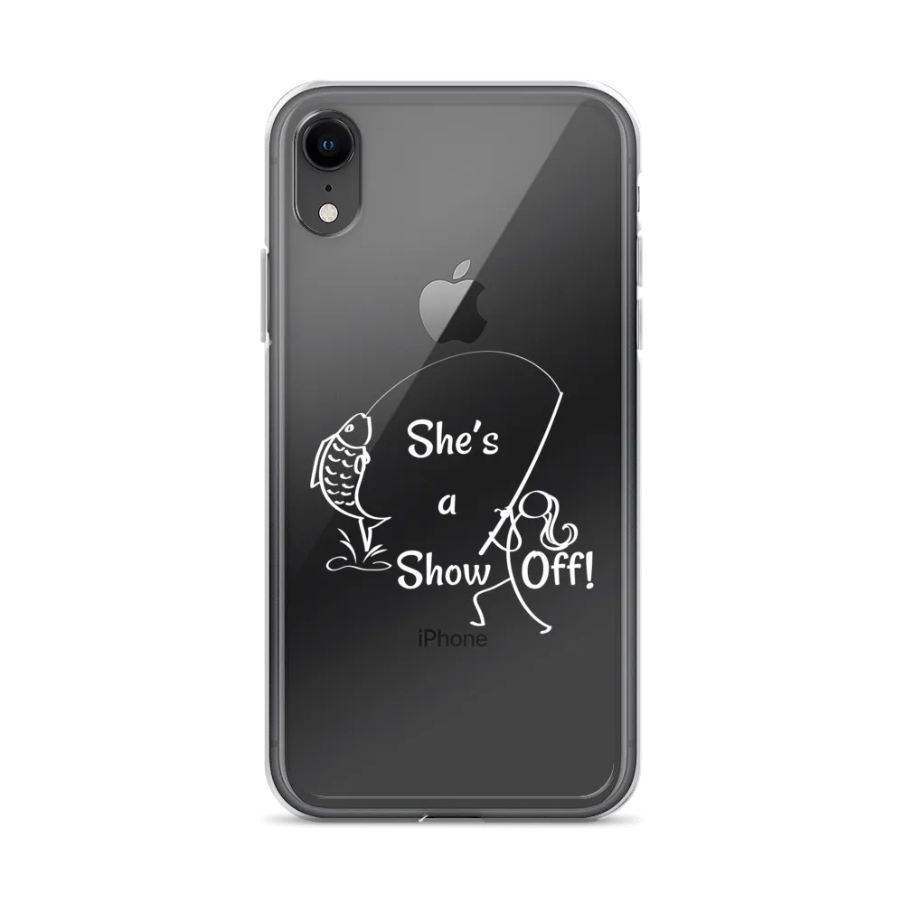 She's a Show Off, iPhone Case, X/XS, XR thru 13 & 14 Series_White-Design