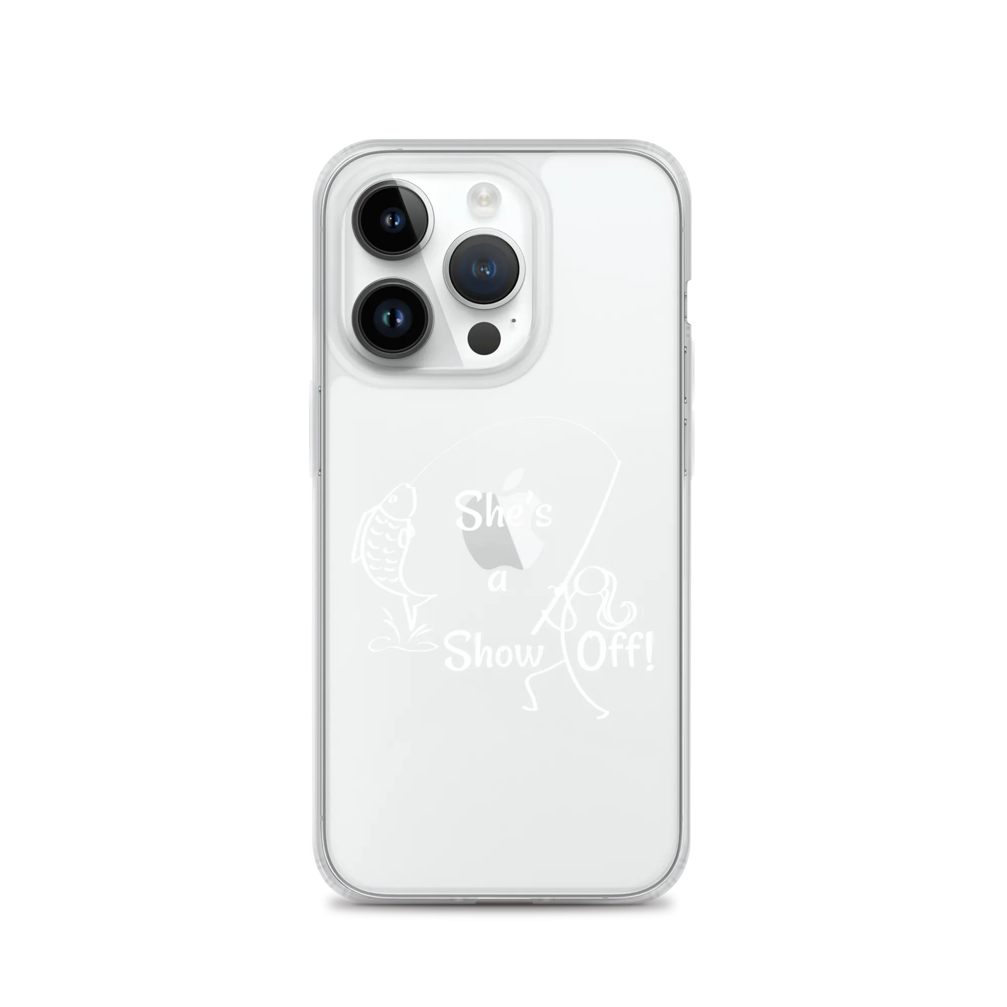 She's a Show Off, iPhone Case, X/XS, XR thru 13 & 14 Series_White-Design