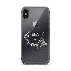 She's a Show Off, iPhone Case, X/XS, XR thru 13 & 14 Series_White-Design