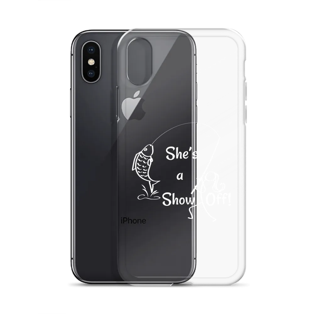 She's a Show Off, iPhone Case, X/XS, XR thru 13 & 14 Series_White-Design