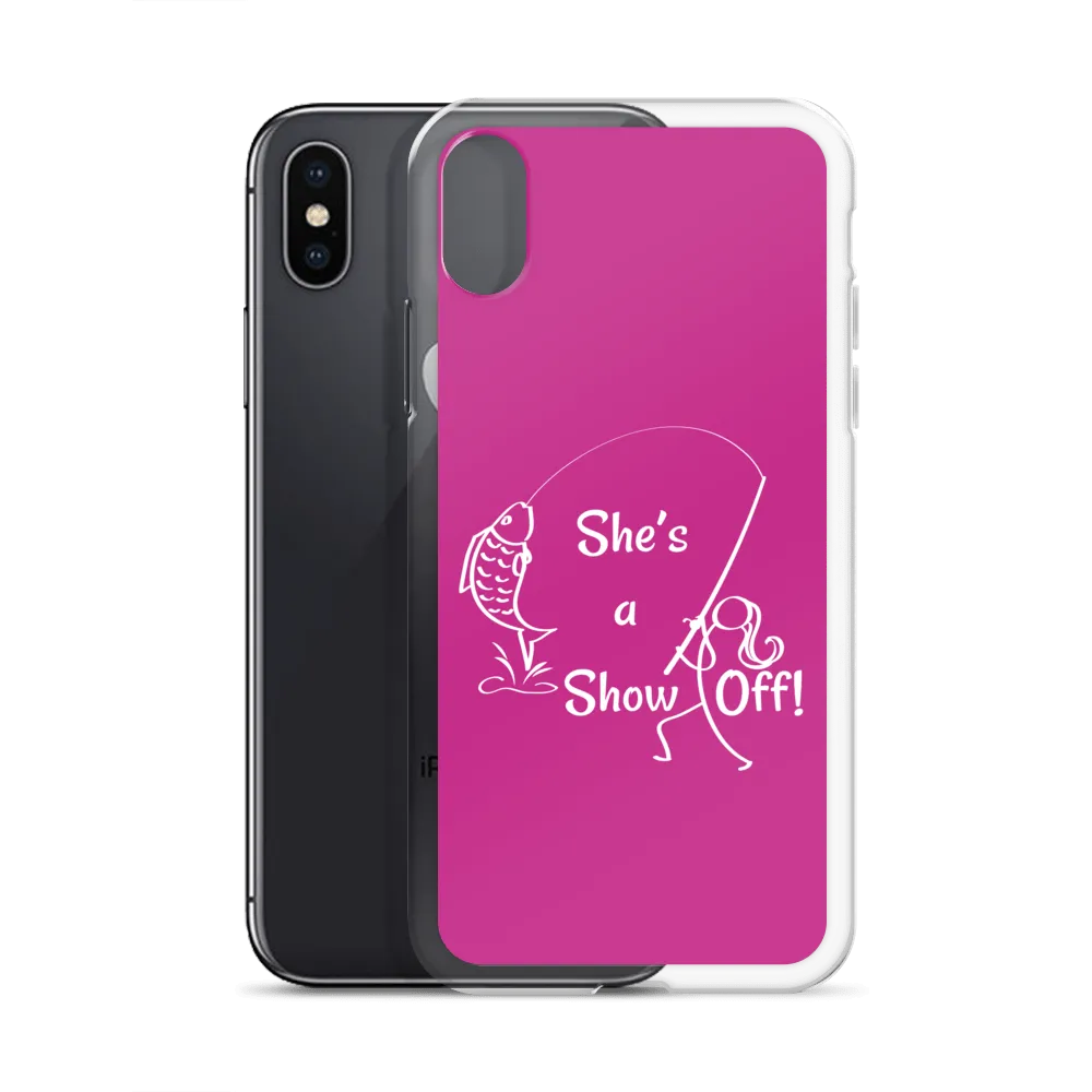 She's a Show Off, iPhone Pink Case, X/XS, XR and 13 & 14 Series_ White-Design