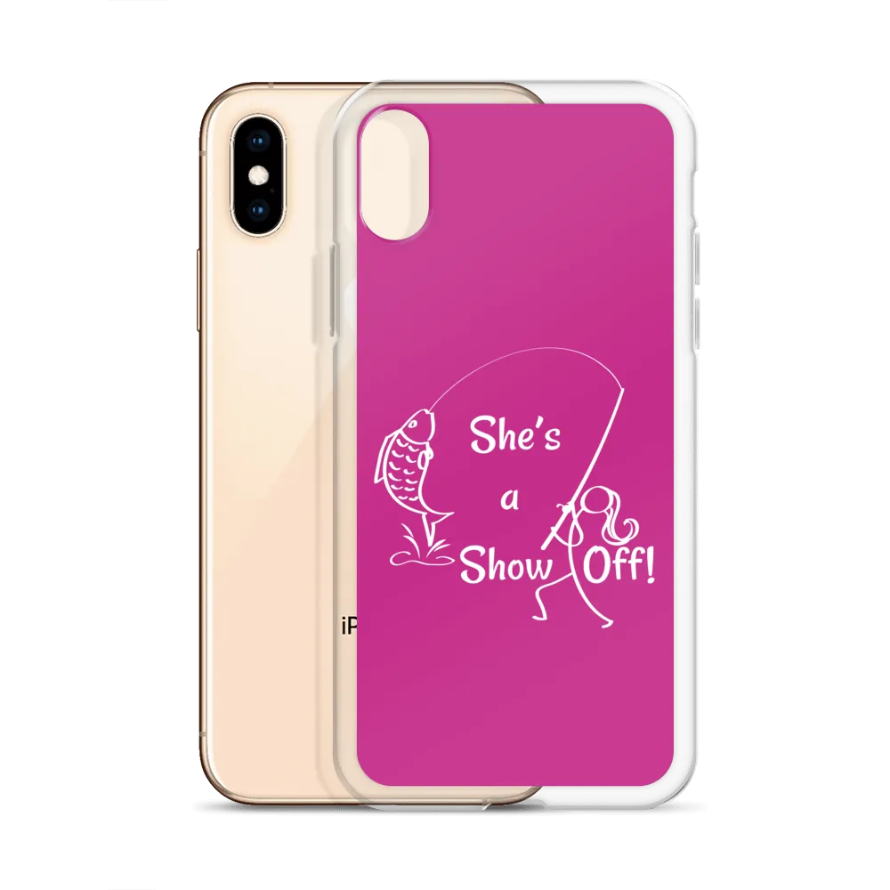 She's a Show Off, iPhone Pink Case, X/XS, XR and 13 & 14 Series_ White-Design