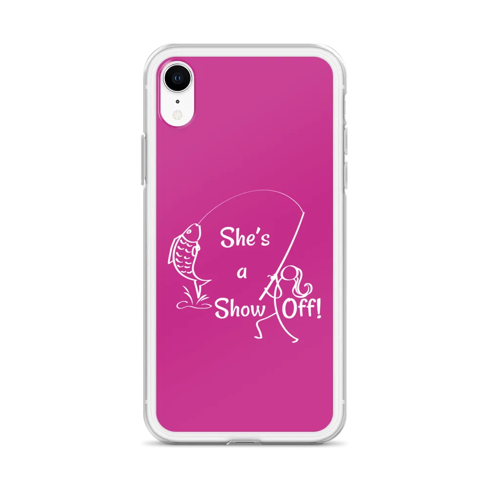 She's a Show Off, iPhone Pink Case, X/XS, XR and 13 & 14 Series_ White-Design