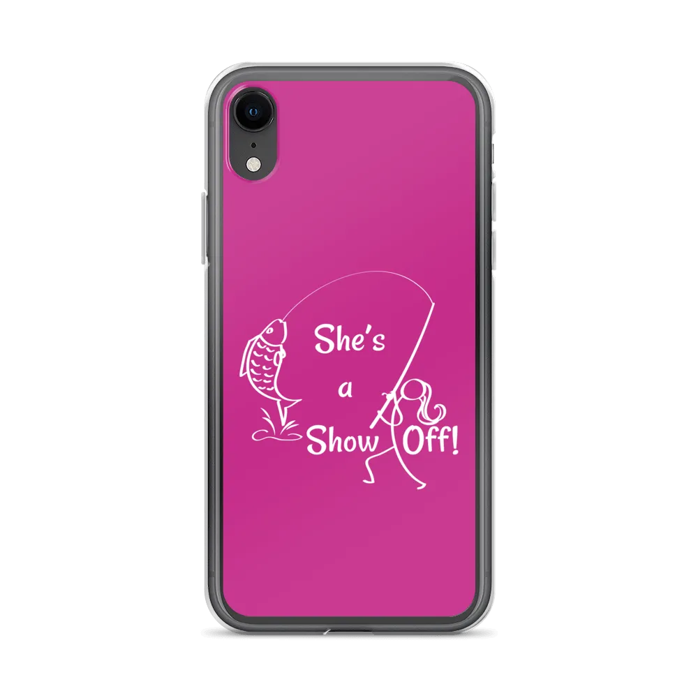 She's a Show Off, iPhone Pink Case, X/XS, XR and 13 & 14 Series_ White-Design