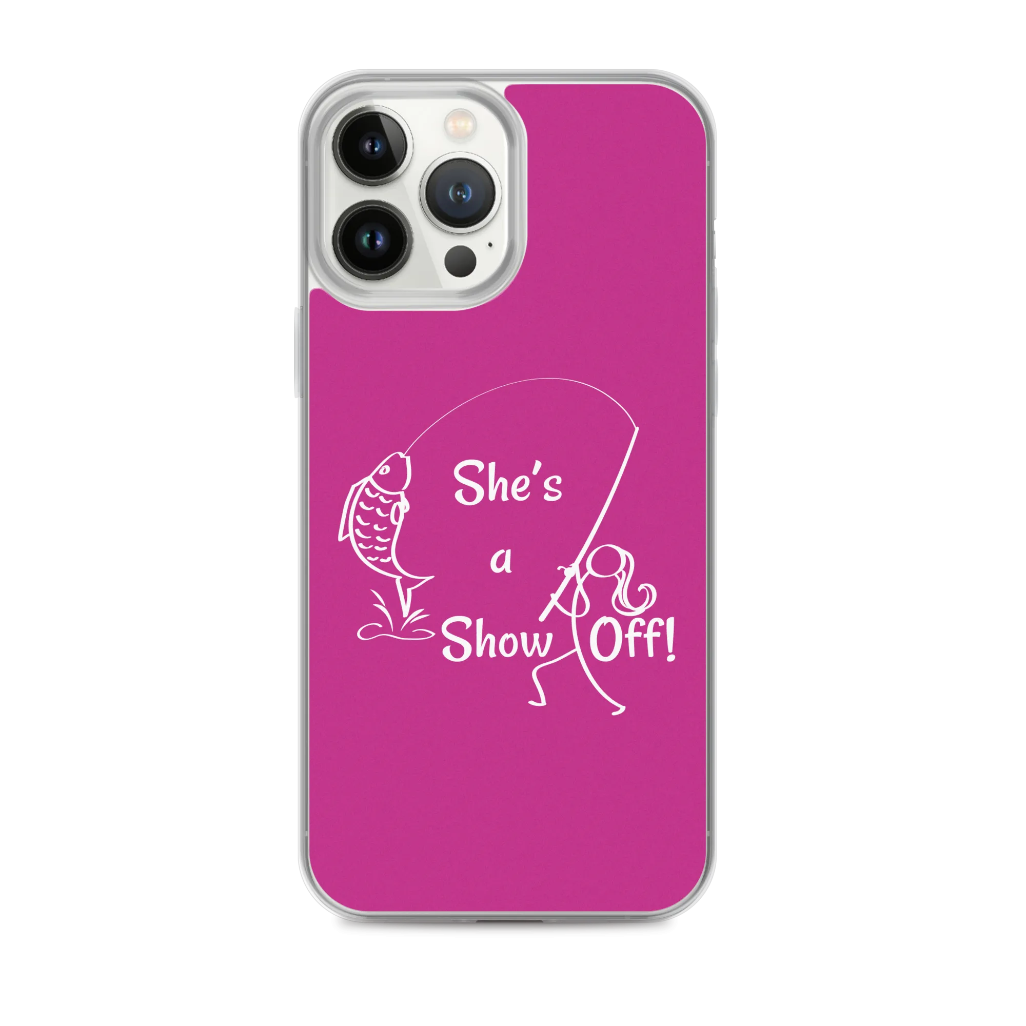 She's a Show Off, iPhone Pink Case, X/XS, XR and 13 & 14 Series_ White-Design