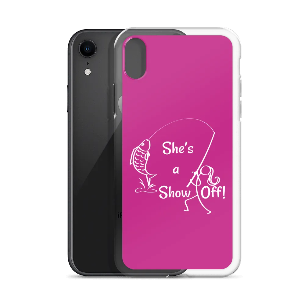 She's a Show Off, iPhone Pink Case, X/XS, XR and 13 & 14 Series_ White-Design