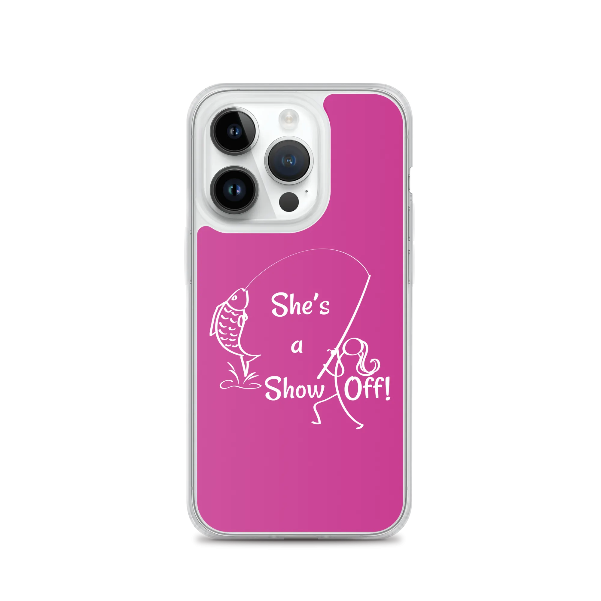 She's a Show Off, iPhone Pink Case, X/XS, XR and 13 & 14 Series_ White-Design
