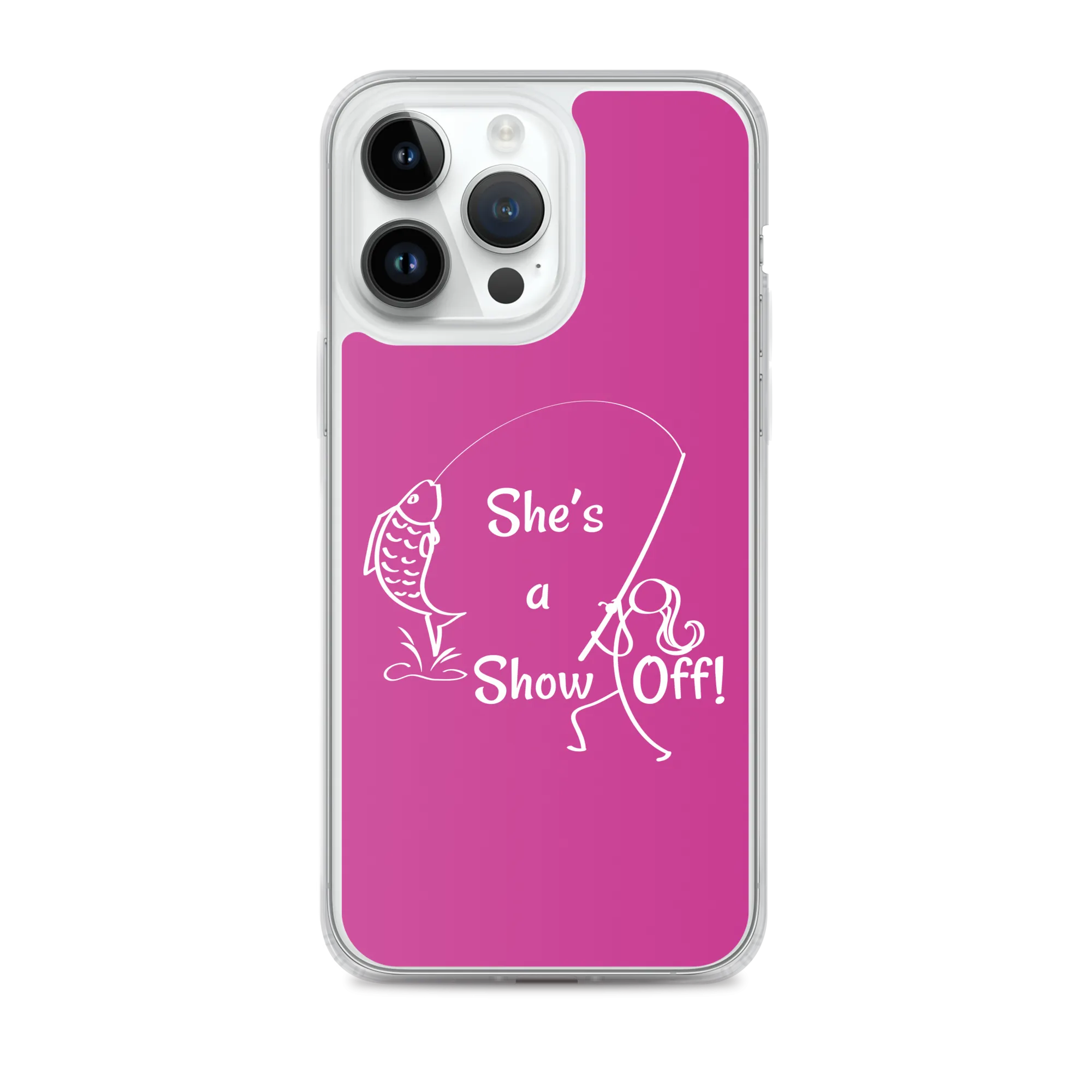 She's a Show Off, iPhone Pink Case, X/XS, XR and 13 & 14 Series_ White-Design