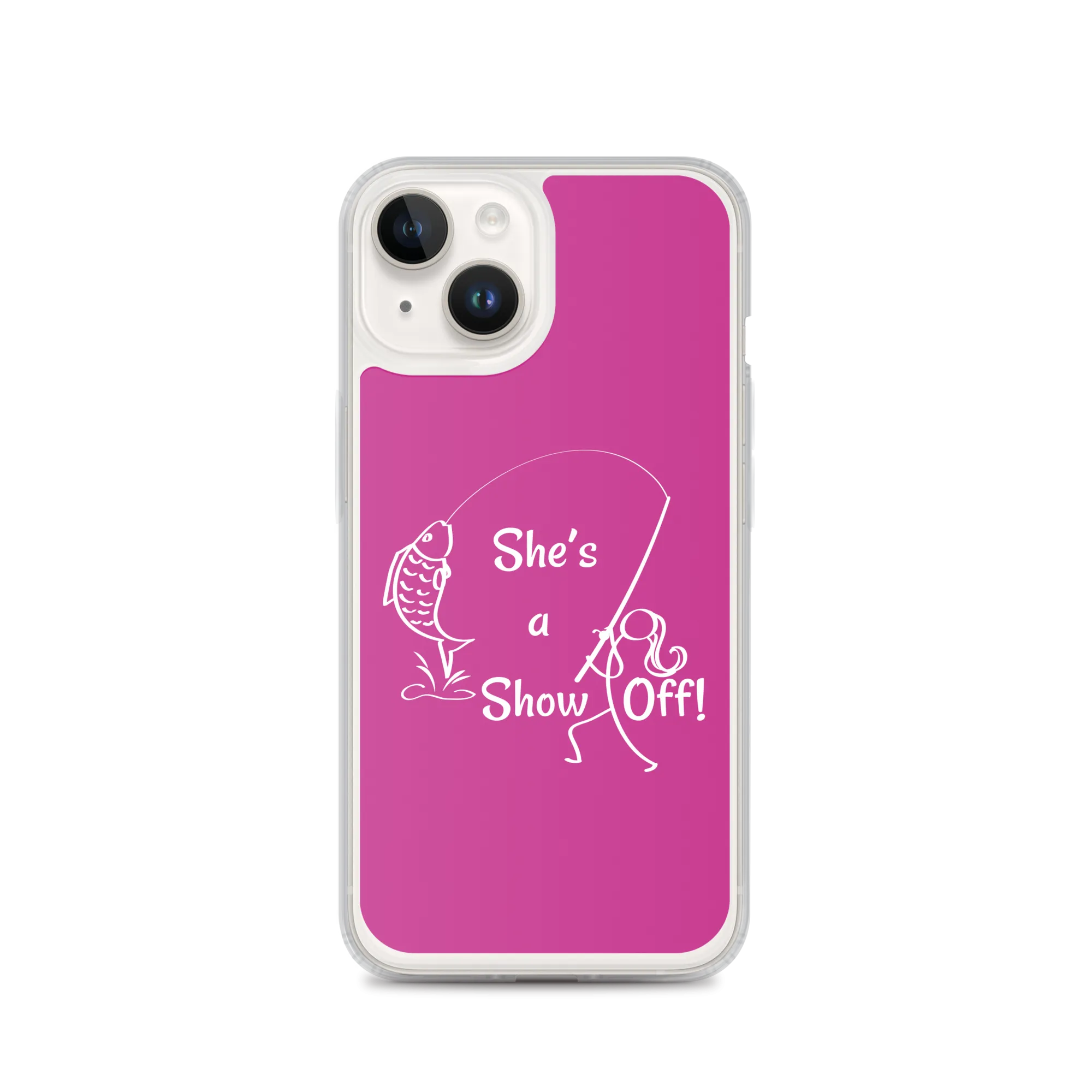 She's a Show Off, iPhone Pink Case, X/XS, XR and 13 & 14 Series_ White-Design