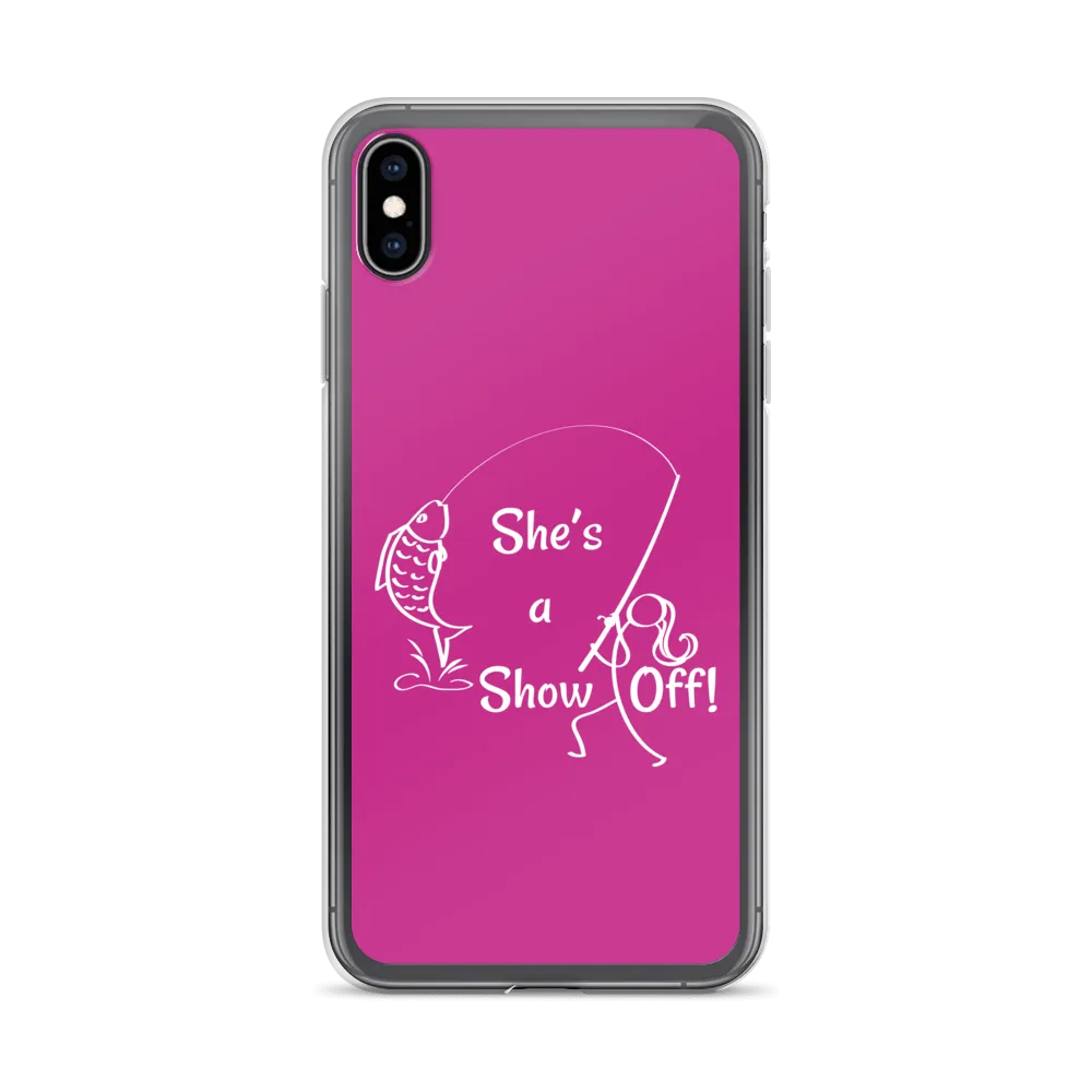 She's a Show Off, iPhone Pink Case, X/XS, XR and 13 & 14 Series_ White-Design
