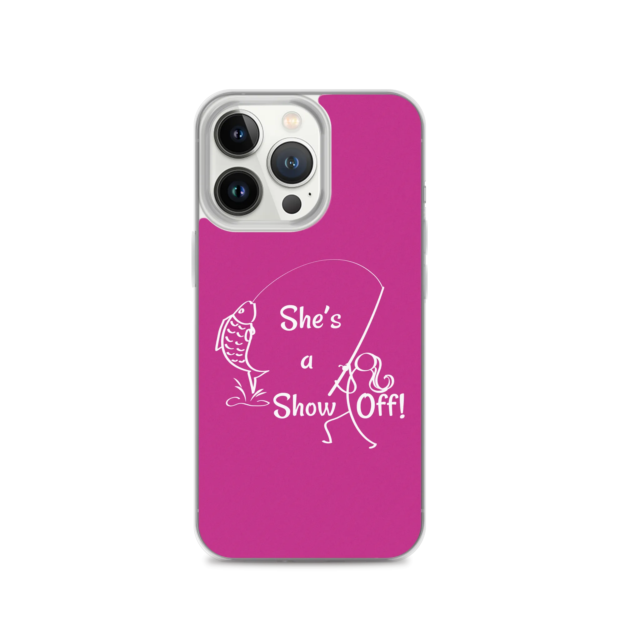 She's a Show Off, iPhone Pink Case, X/XS, XR and 13 & 14 Series_ White-Design
