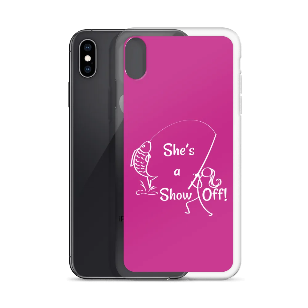 She's a Show Off, iPhone Pink Case, X/XS, XR and 13 & 14 Series_ White-Design