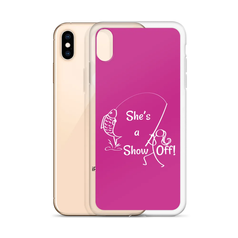 She's a Show Off, iPhone Pink Case, X/XS, XR and 13 & 14 Series_ White-Design