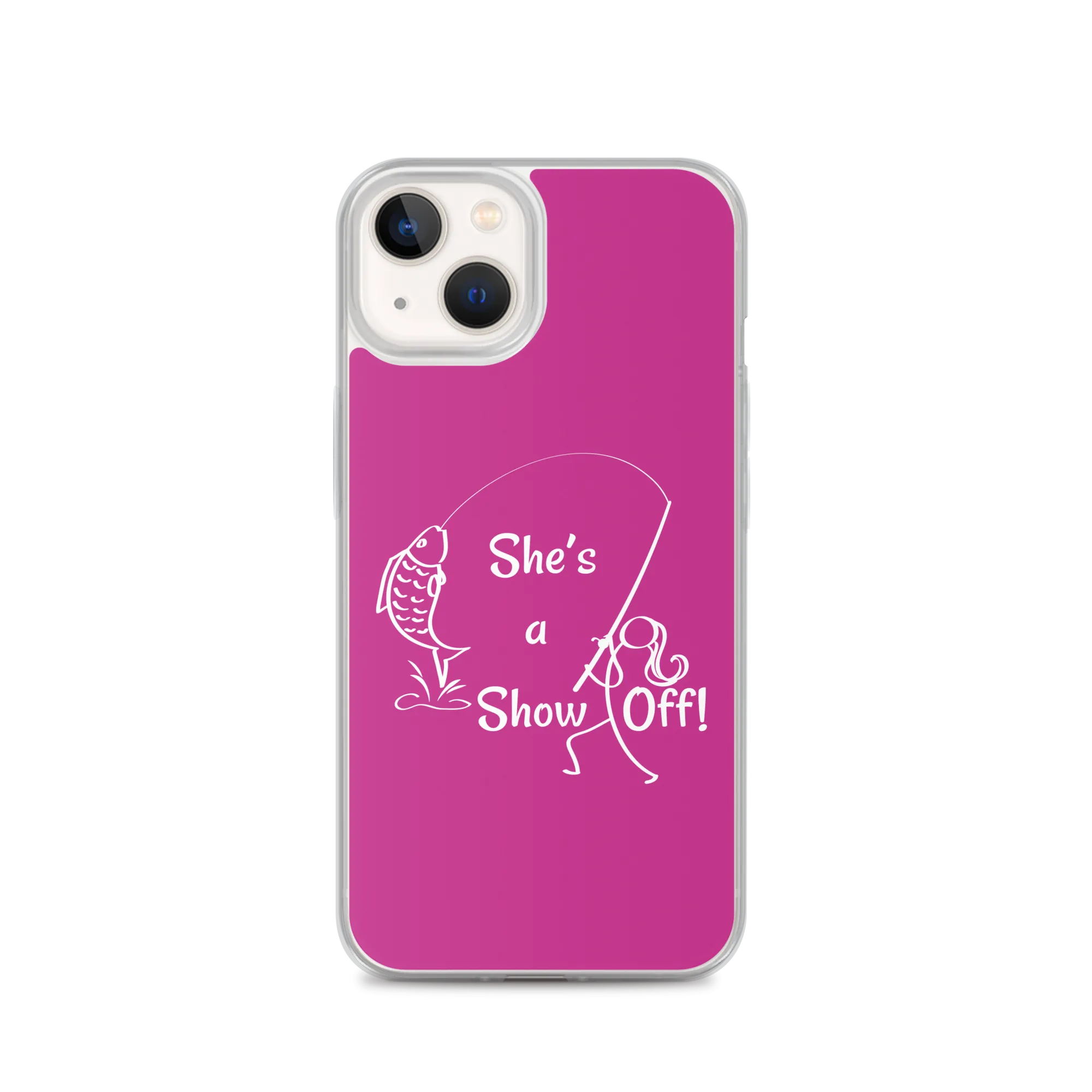 She's a Show Off, iPhone Pink Case, X/XS, XR and 13 & 14 Series_ White-Design