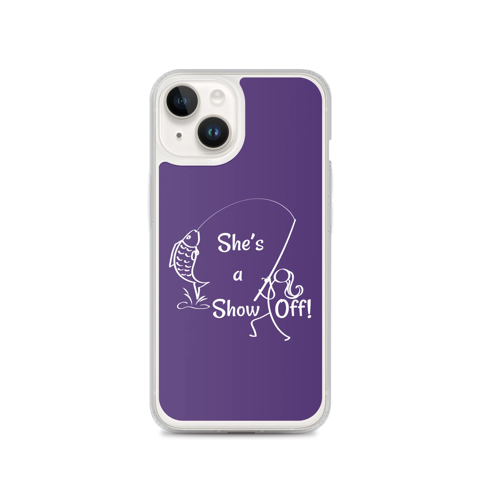 She's a Show Off, iPhone Purple Case, X/XS, XR and 13 & 14 Series_White-Design
