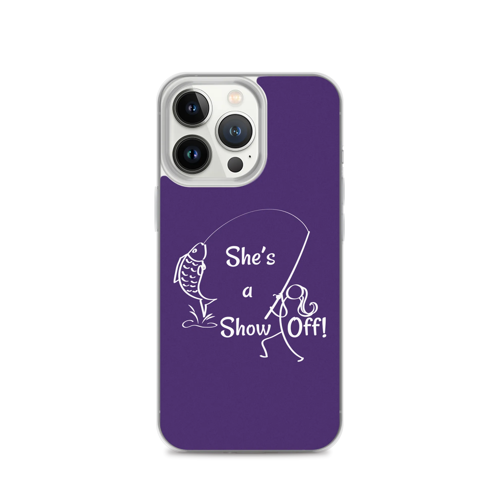 She's a Show Off, iPhone Purple Case, X/XS, XR and 13 & 14 Series_White-Design
