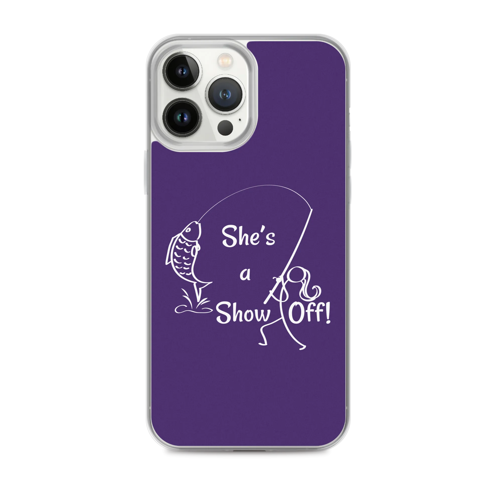 She's a Show Off, iPhone Purple Case, X/XS, XR and 13 & 14 Series_White-Design