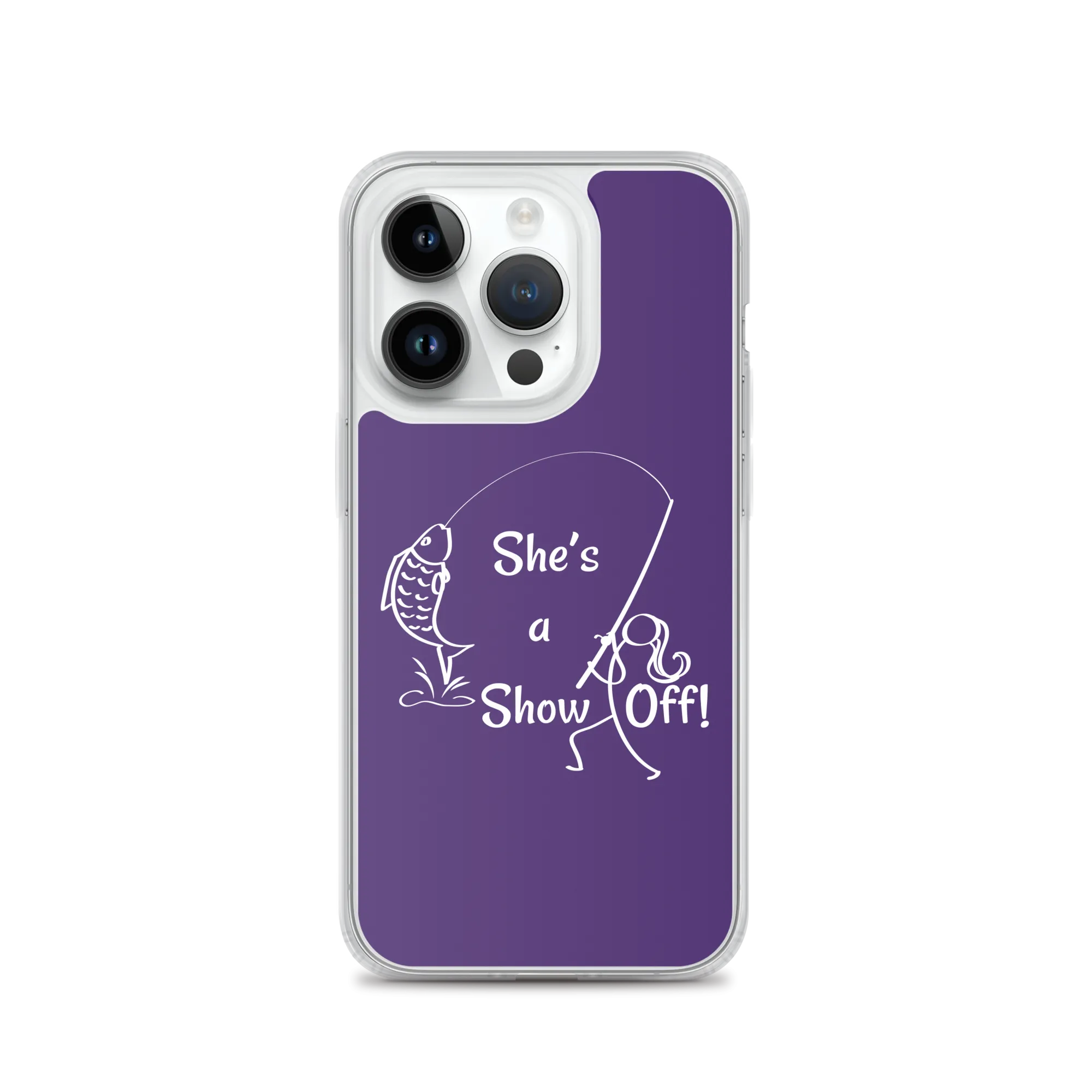 She's a Show Off, iPhone Purple Case, X/XS, XR and 13 & 14 Series_White-Design