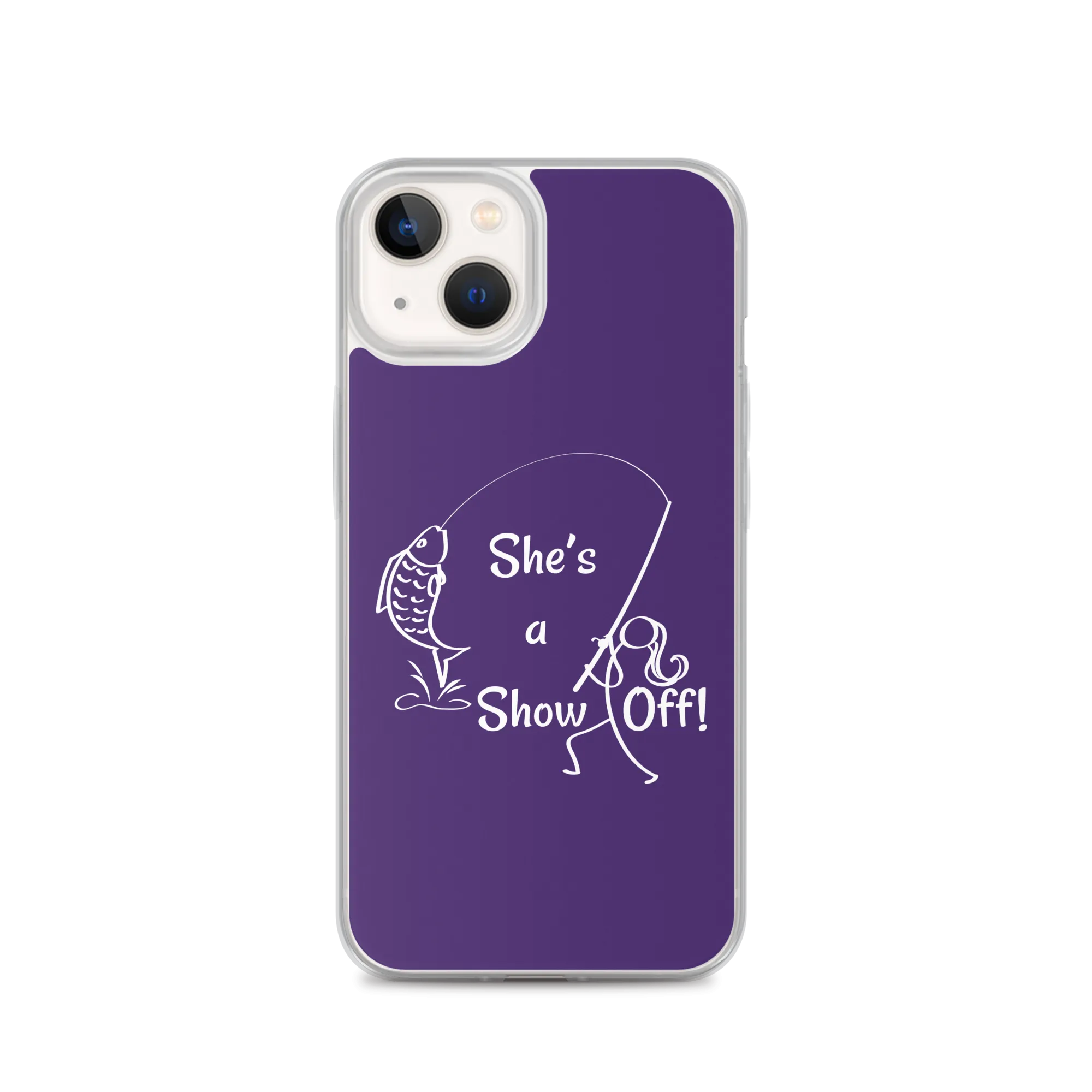 She's a Show Off, iPhone Purple Case, X/XS, XR and 13 & 14 Series_White-Design