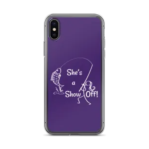 She's a Show Off, iPhone Purple Case, X/XS, XR and 13 & 14 Series_White-Design