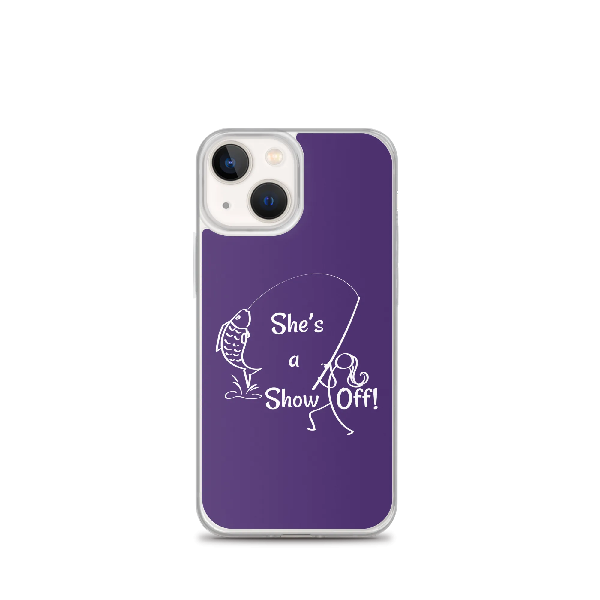 She's a Show Off, iPhone Purple Case, X/XS, XR and 13 & 14 Series_White-Design