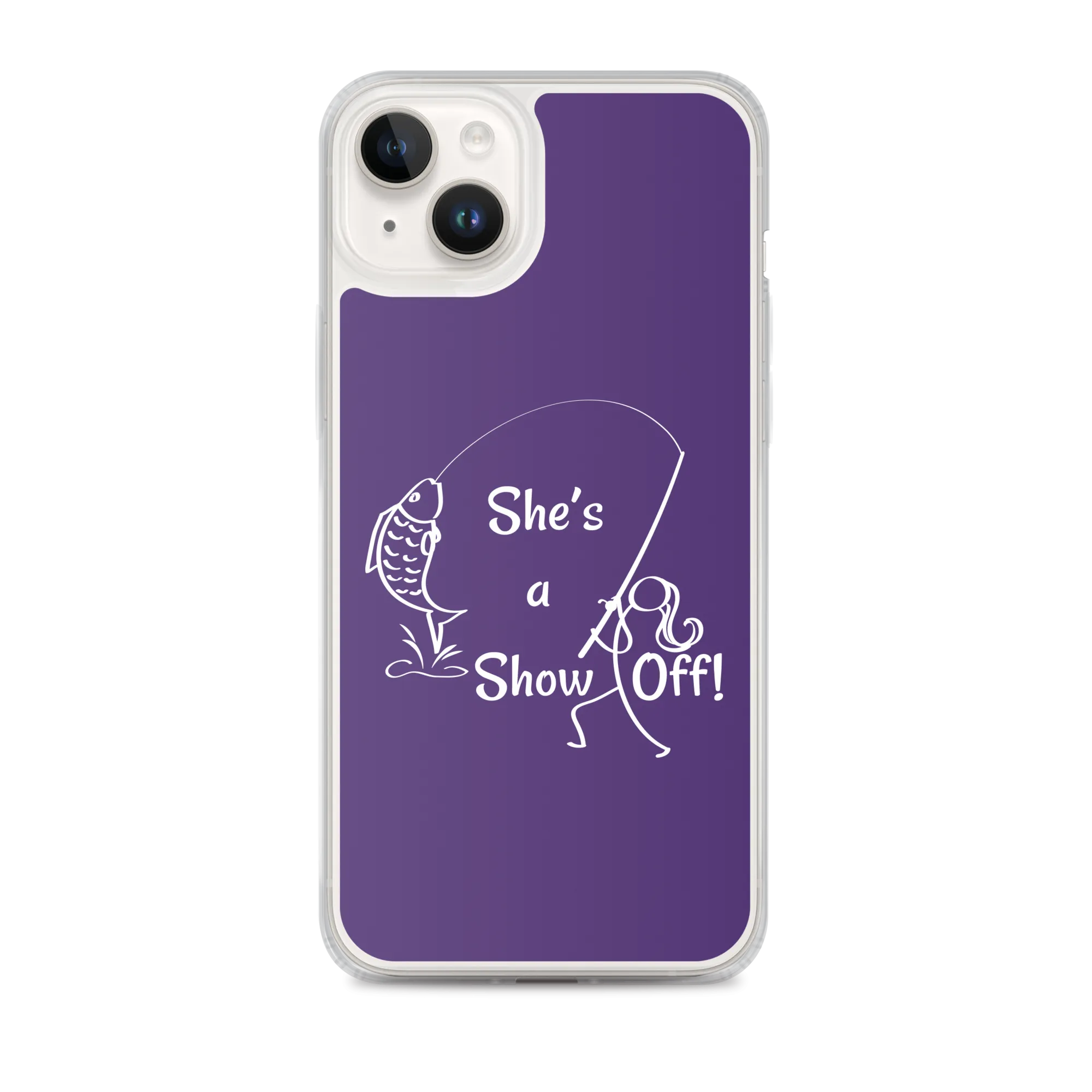 She's a Show Off, iPhone Purple Case, X/XS, XR and 13 & 14 Series_White-Design