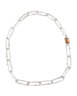 Shimmer Long Link Choker in Orange Quartz