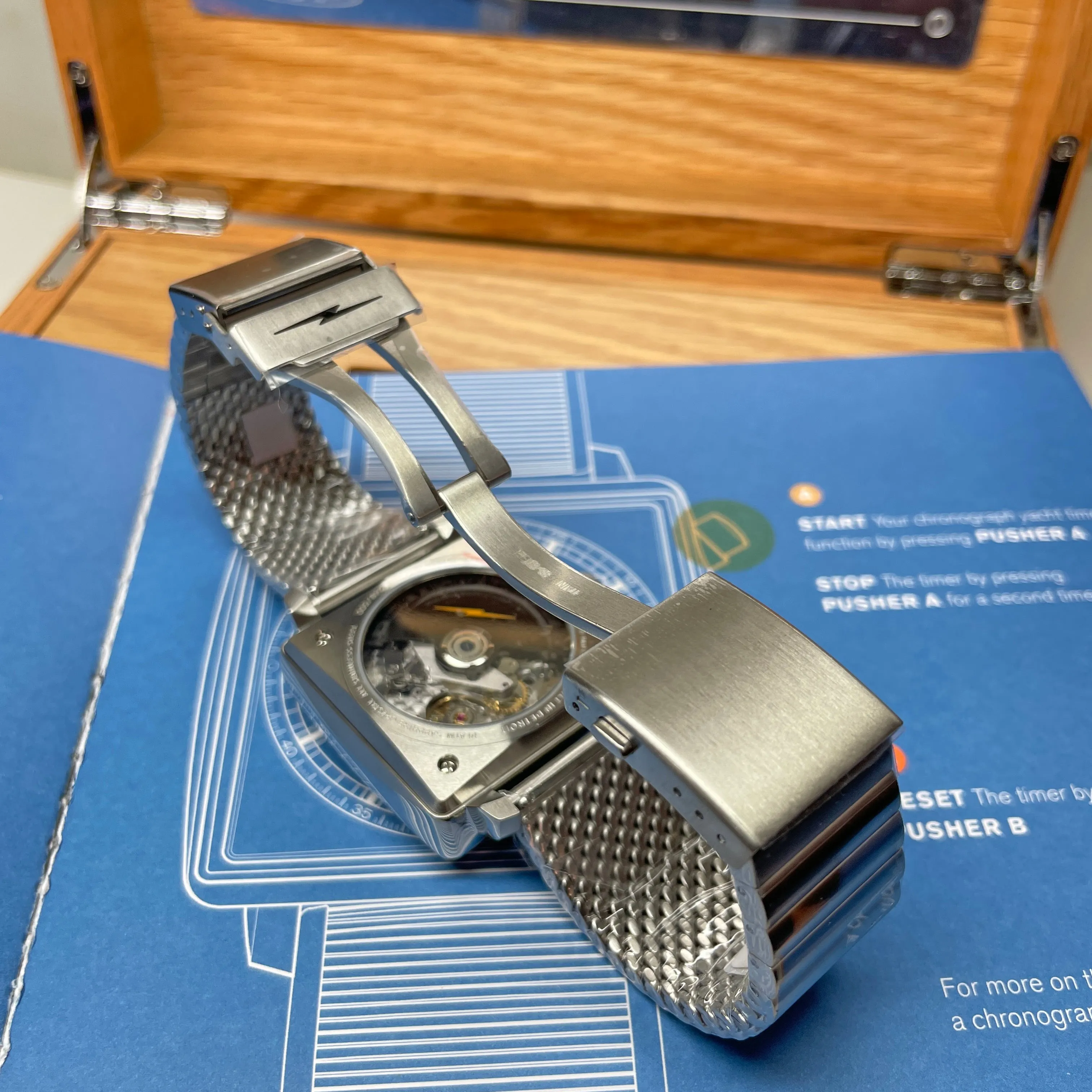Shinola 40MM Mackinac Bermuda Blue Yacht Timer Square Watch Limited Edition S0120267029