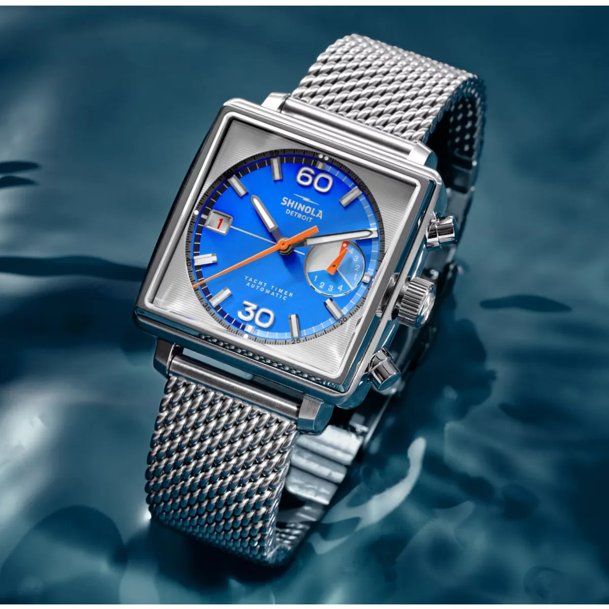 Shinola 40MM Mackinac Bermuda Blue Yacht Timer Square Watch Limited Edition S0120267029
