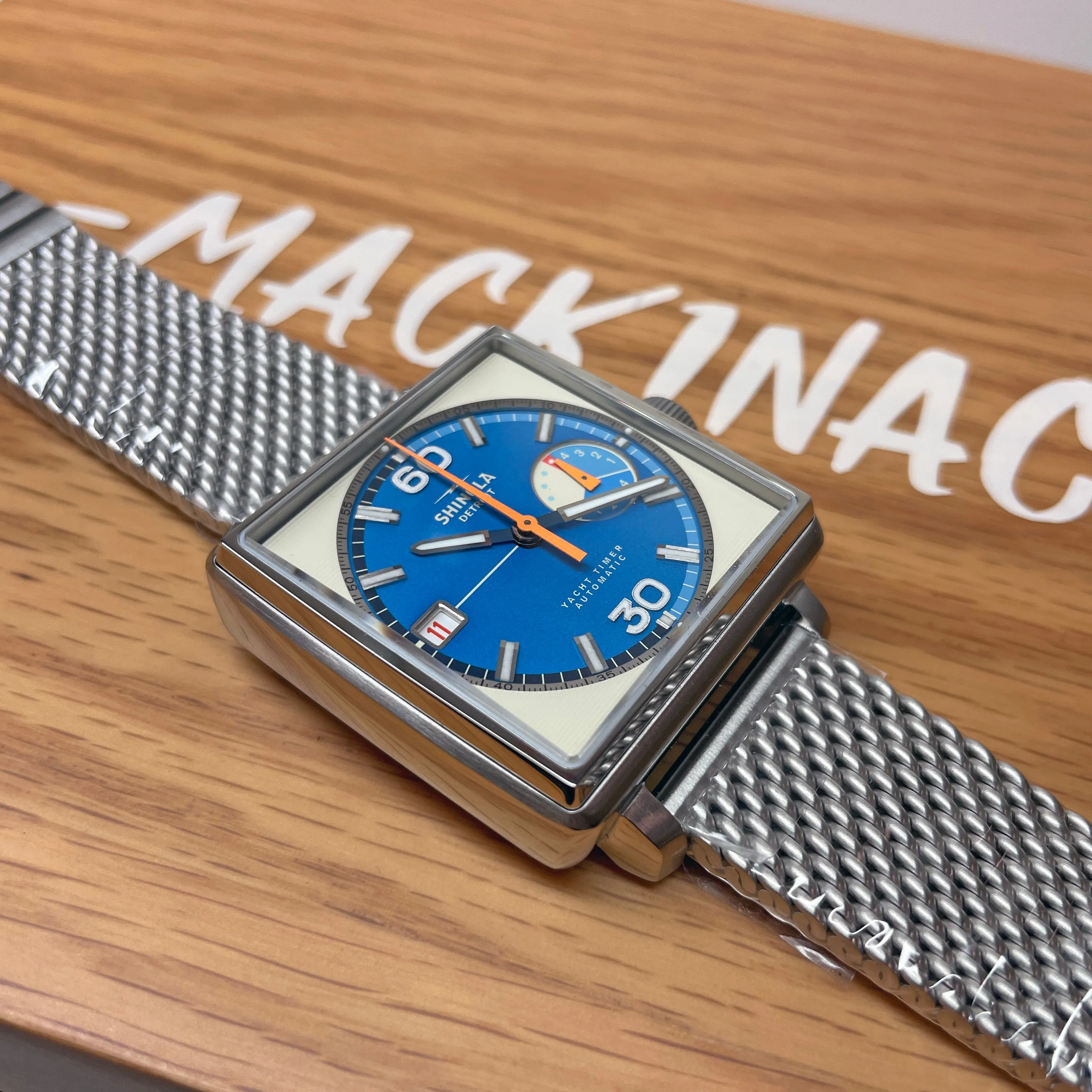 Shinola 40MM Mackinac Bermuda Blue Yacht Timer Square Watch Limited Edition S0120267029