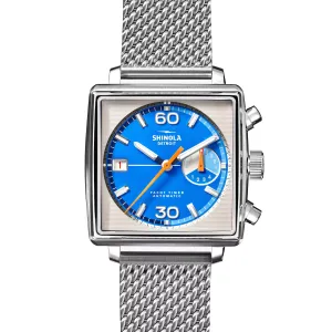 Shinola 40MM Mackinac Bermuda Blue Yacht Timer Square Watch Limited Edition S0120267029