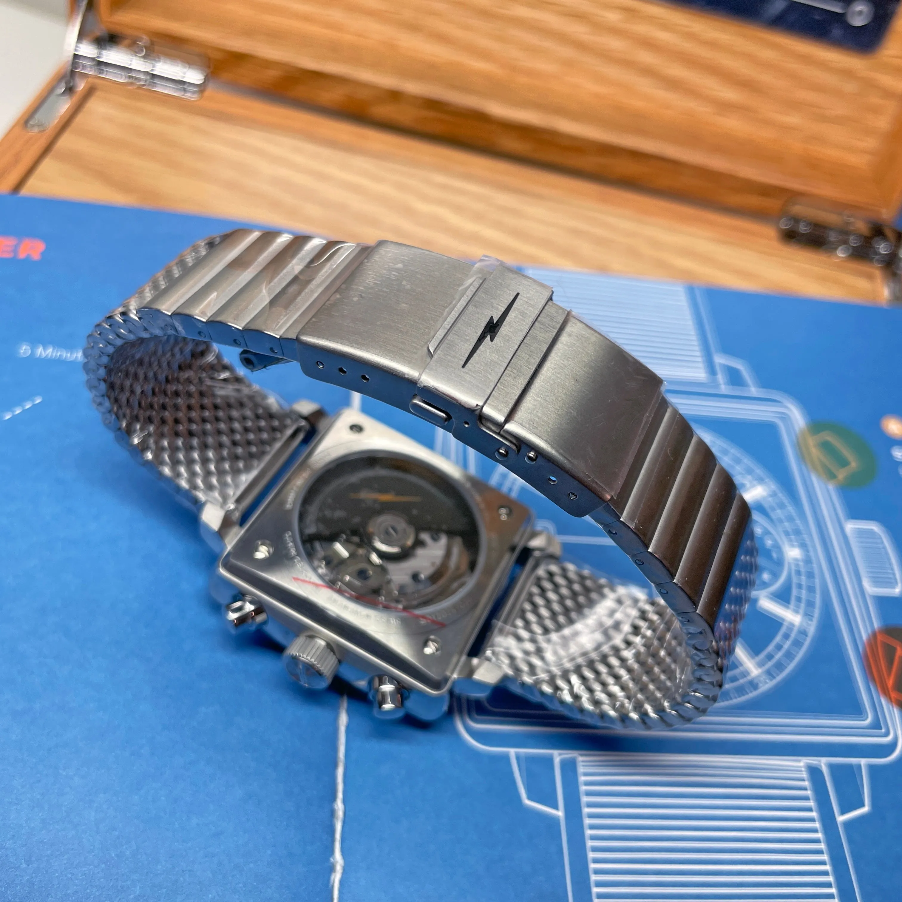 Shinola 40MM Mackinac Bermuda Blue Yacht Timer Square Watch Limited Edition S0120267029