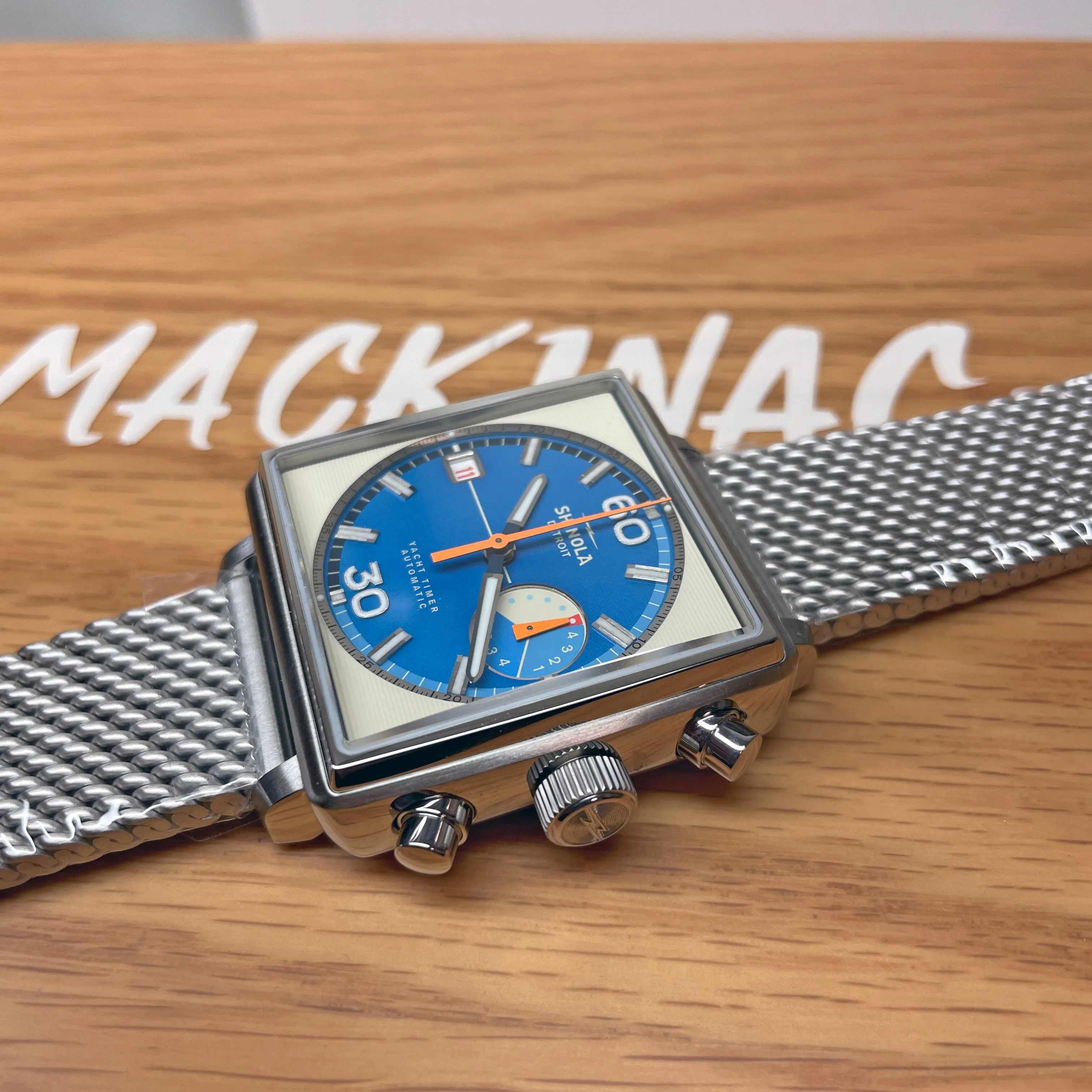 Shinola 40MM Mackinac Bermuda Blue Yacht Timer Square Watch Limited Edition S0120267029
